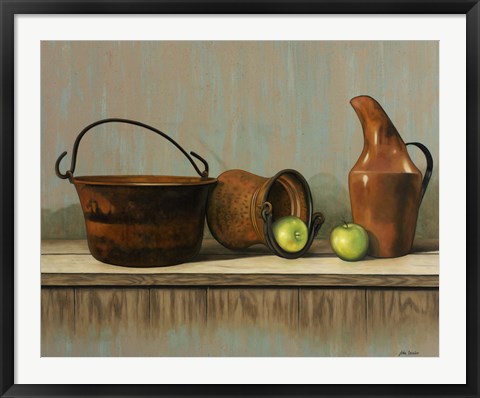 Framed Rustic Cooking Pots Print