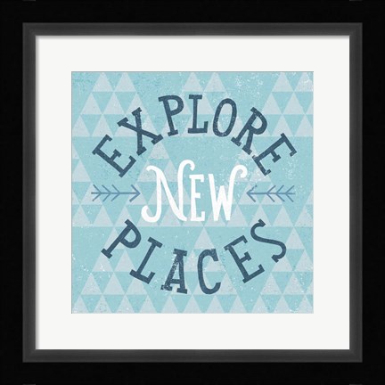 Framed Mod Triangles Explore New Places Blue Print