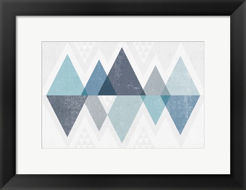 Framed Mod Triangles II Blue Print