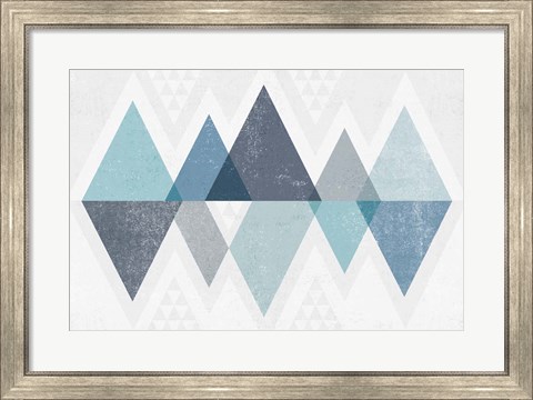 Framed Mod Triangles II Blue Print