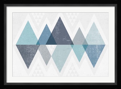 Framed Mod Triangles II Blue Print