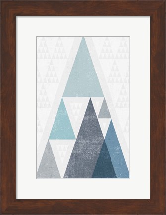 Framed Mod Triangles III Blue Print