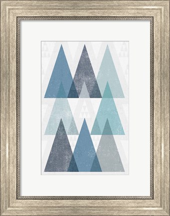 Framed Mod Triangles IV Blue Print