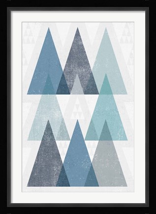 Framed Mod Triangles IV Blue Print