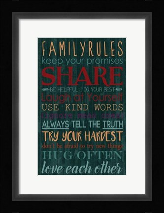 Framed Spice Family Rules I Print