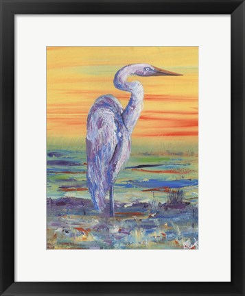 Framed Egret Sunset I Print