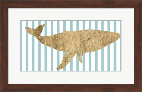 Framed Pin Stripe Whale I Print