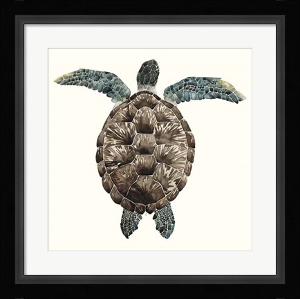 Framed Mosaic Turtle I Print