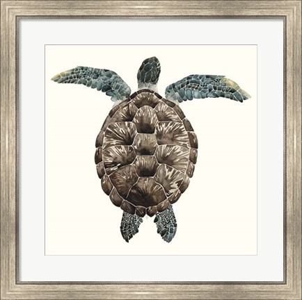 Framed Mosaic Turtle I Print