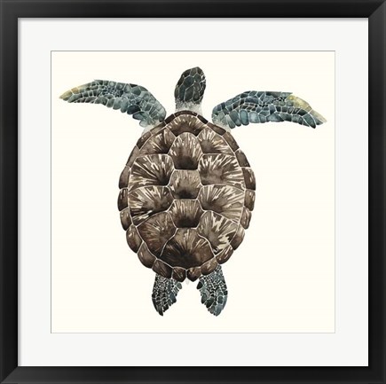 Framed Mosaic Turtle I Print