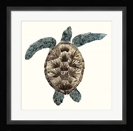 Framed Mosaic Turtle II Print