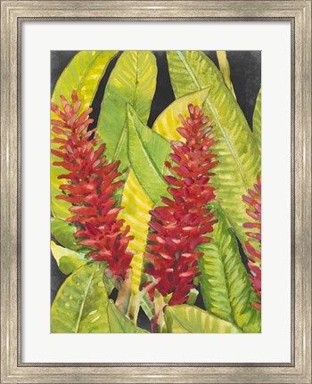 Framed Red Tropical Flowers I Print
