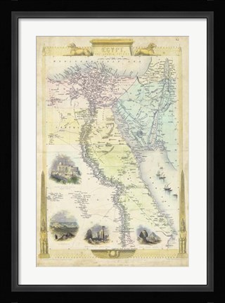 Framed Vintage Map of Egypt Print