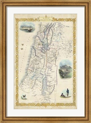 Framed Vintage Map of Palestine Print