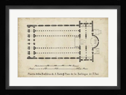 Framed Plan for the Basilica at St. Paul's Print