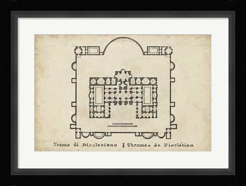 Framed Plan for the Baths of Diocletian Print