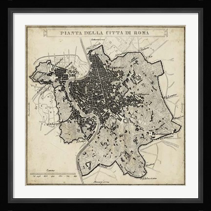 Framed City Plan of Rome Print