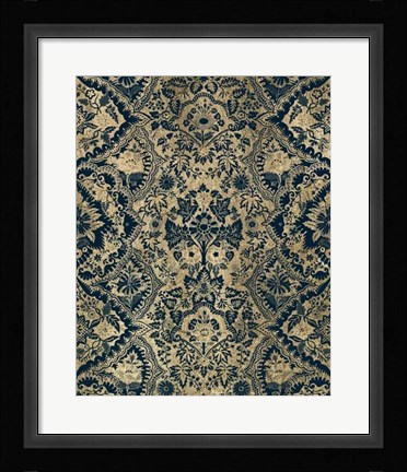 Framed Baroque Tapestry in Aged Indigo I Print