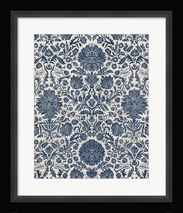 Framed Baroque Tapestry in Navy I Print