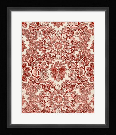 Framed Baroque Tapestry in Red I Print