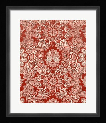 Framed Baroque Tapestry in Red II Print