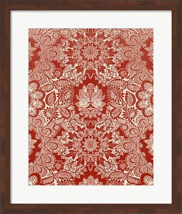 Framed Baroque Tapestry in Red II Print