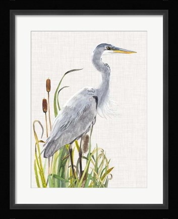 Framed Waterbirds &amp; Cattails I Print