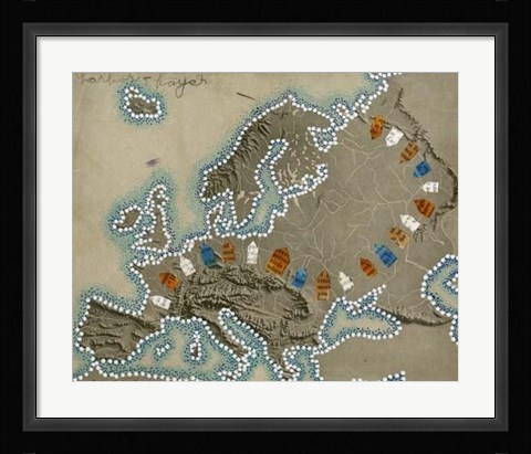 Framed Relief Map of Europe Print