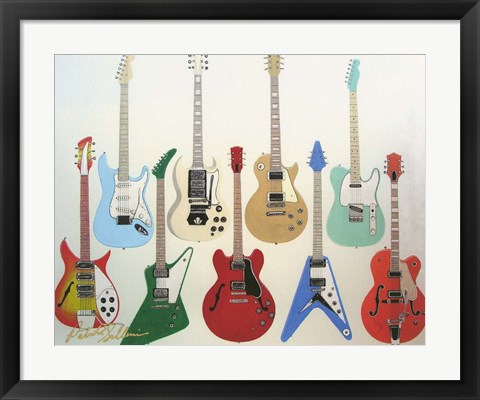 Framed Guitars Print