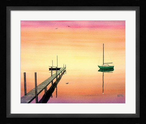 Framed Pier &amp; Boat Print
