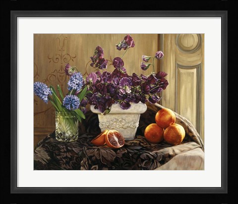 Framed Sweet Peas And Blood Orange. Print