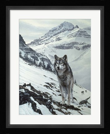 Framed Winter Crossing - Wolf Print