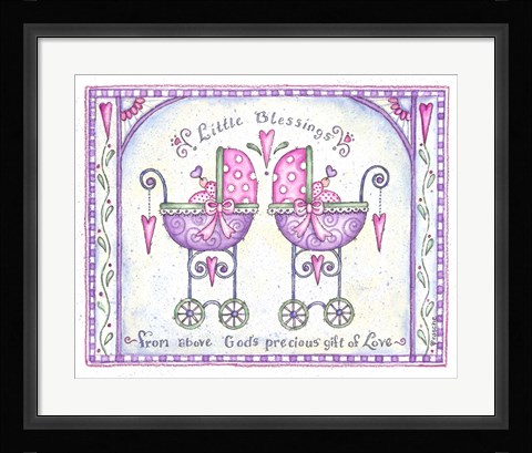 Framed Twin Baby Carriages Print