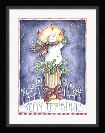 Framed Merry Christmas Snowman Print