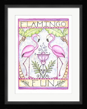 Framed Flamingo Fun Print