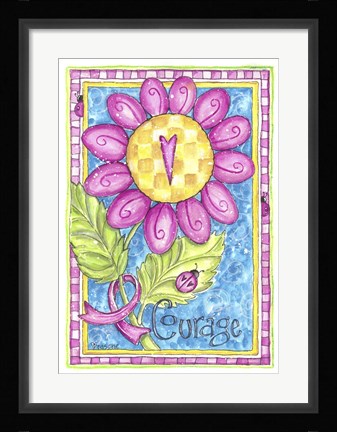 Framed Breast Cancer Awareness: Courage Flower Print