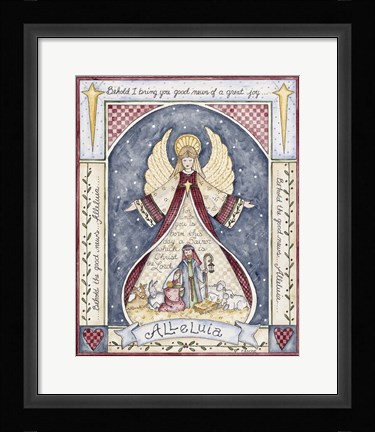 Framed Alleluia Angel Nativity Print