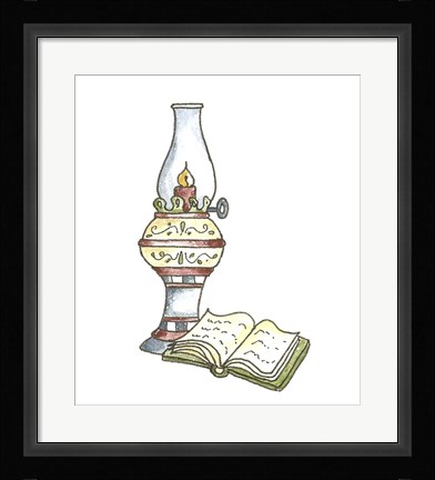 Framed School Lamp &amp; Book Print