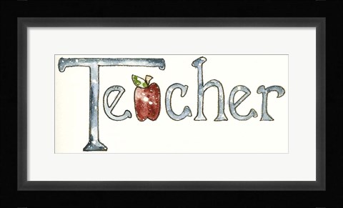 Framed Teacher With Apple Print