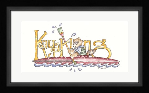 Framed Kayaking Raccoon Print