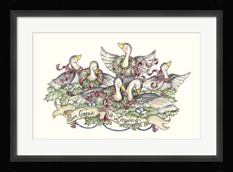 Framed Six Geese A Laying Print
