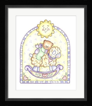 Framed Teddy Bear On Lamb Rocker Print