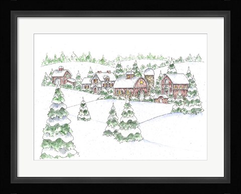 Framed Winter Farm Print