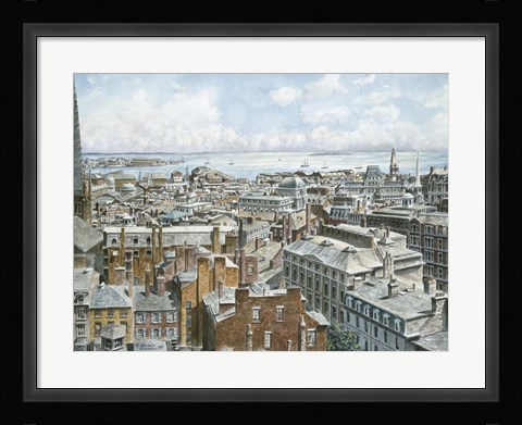 Framed Boston,  East From St. House 1876 Print