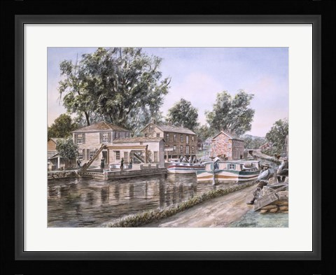 Framed Weigh Locks On Penn Canal Print