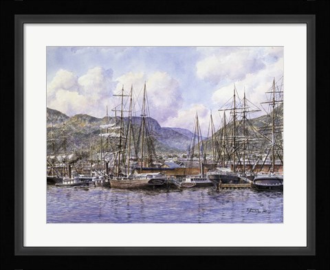 Framed Honolulu Harbor, c.1898 Print