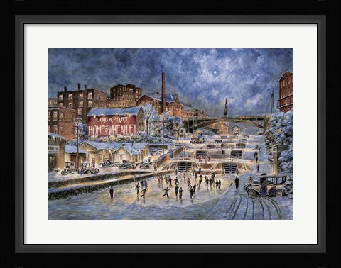 Framed Skating Party, Lockport NY,  c. 1905 Print