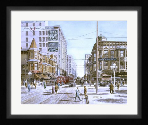 Framed Los Angeles,  5Th And Hill Print