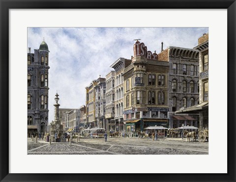 Framed San Francisco,  Latta's Fountain, Market &amp; Geary Sts. Print
