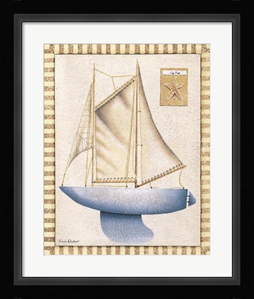 Framed Blue Sailboat Print